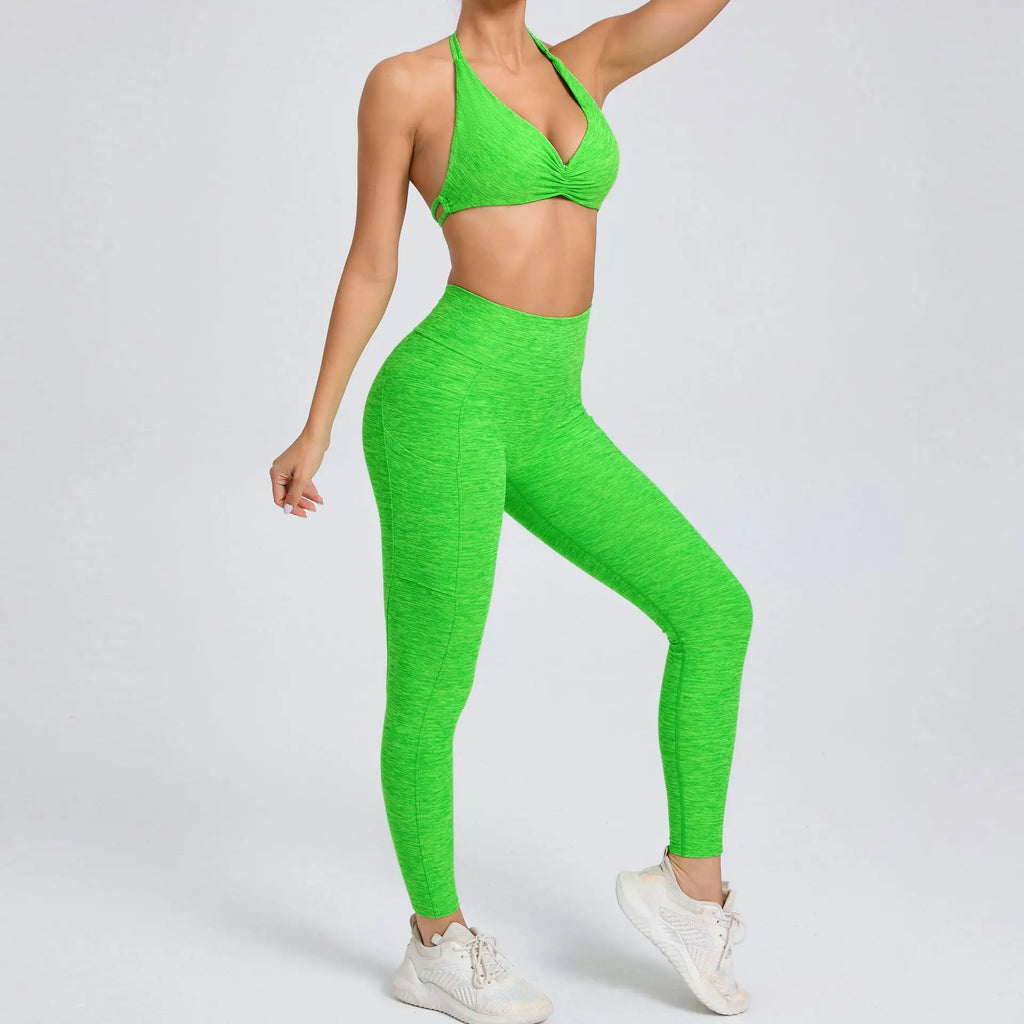 Sleeveless Push-Up Crop Top and Shorts Sports Set