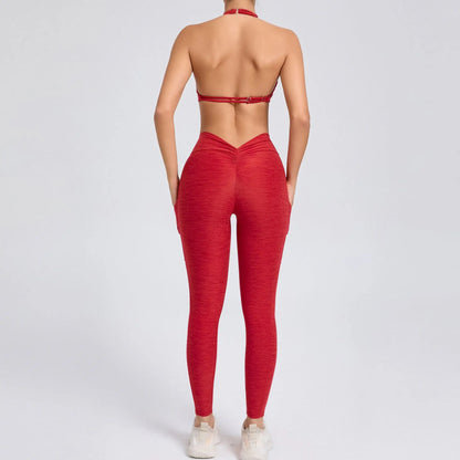 Conjunto Deportivo Top Corto y Short Push-Up Sin Mangas