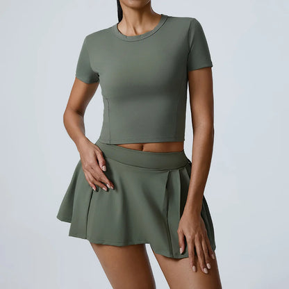 Conjunto Top y Falda Short de Cintura Alta
