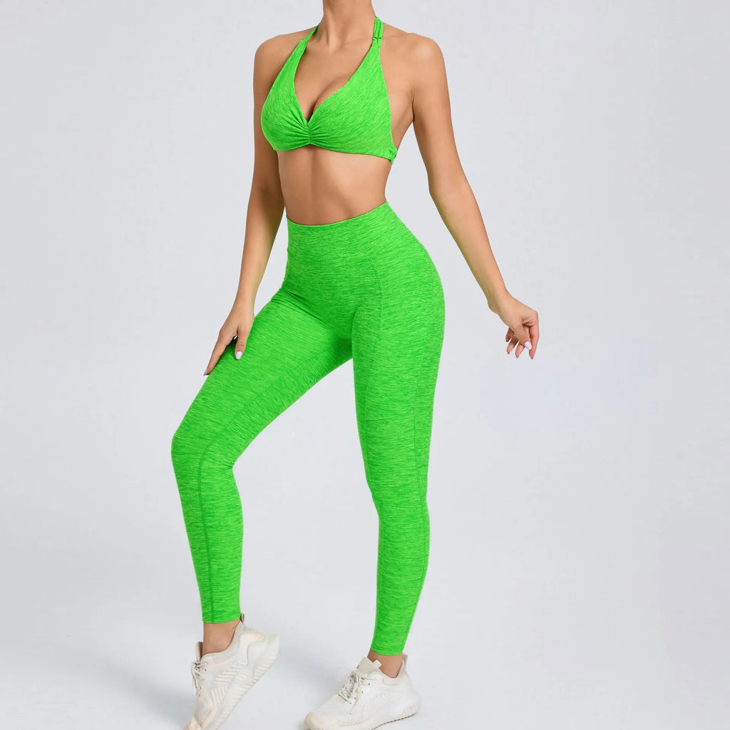 Sleeveless Push-Up Crop Top and Shorts Sports Set