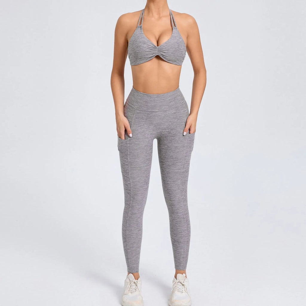 Sleeveless Push-Up Crop Top and Shorts Sports Set
