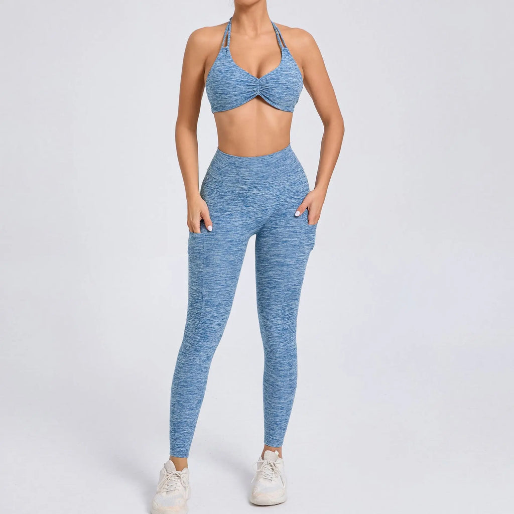 Sleeveless Push-Up Crop Top and Shorts Sports Set