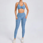 Sleeveless Push-Up Crop Top and Shorts Sports Set