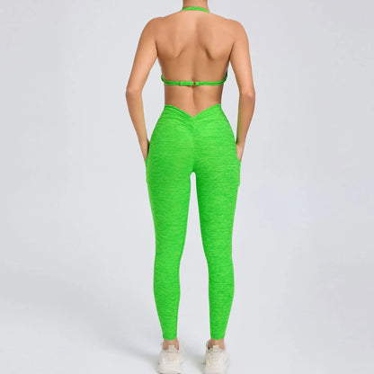 Conjunto Deportivo Top Corto y Short Push-Up Sin Mangas