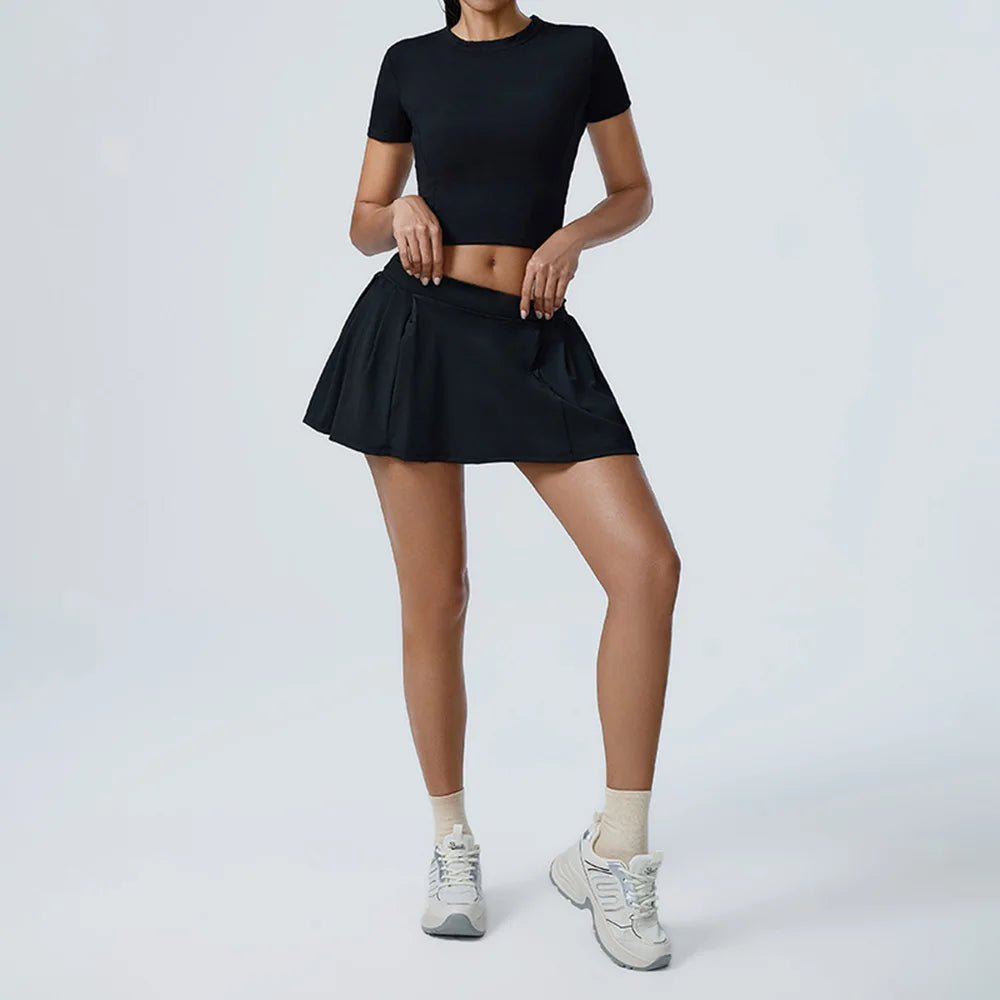 Conjunto Top y Falda Short de Cintura Alta