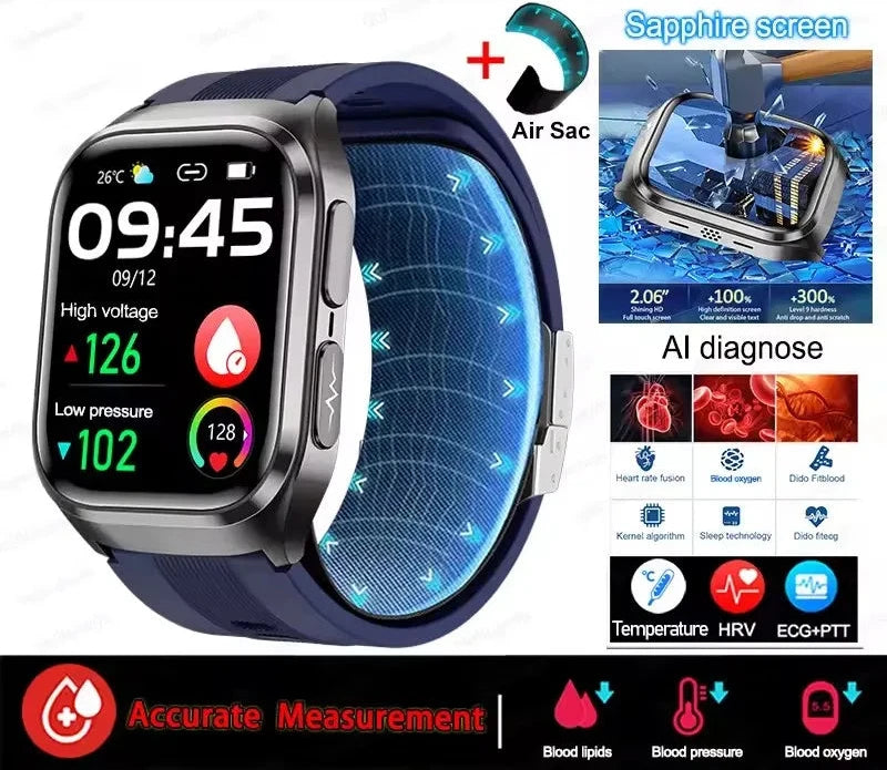 Smartwatch with Precise Airbag Measurement and AI Diagnostics