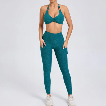 Conjunto Deportivo Top Corto y Short Push-Up Sin Mangas