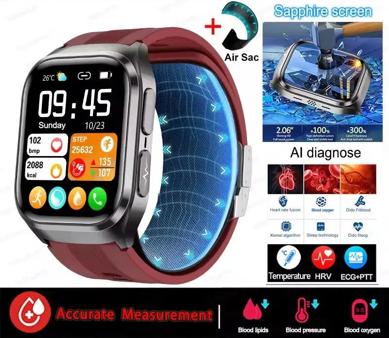 Smartwatch with Precise Airbag Measurement and AI Diagnostics