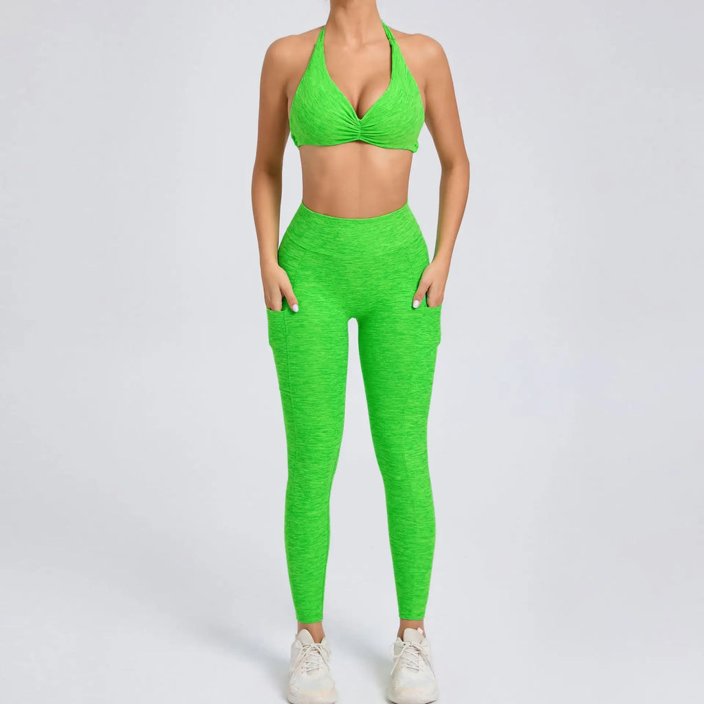Sleeveless Push-Up Crop Top and Shorts Sports Set