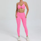 Sleeveless Push-Up Crop Top and Shorts Sports Set