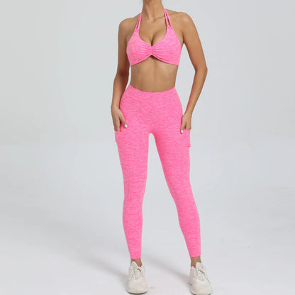 Conjunto Deportivo Top Corto y Short Push-Up Sin Mangas