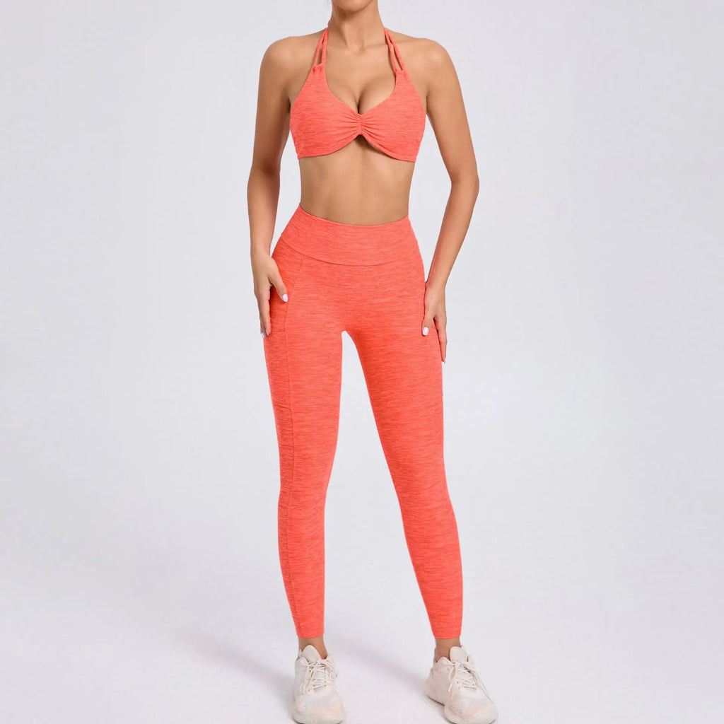 Sleeveless Push-Up Crop Top and Shorts Sports Set